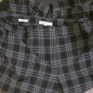 LOFT Charcoal Plaid Trousers